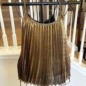 Banana Republic Gold Metallic Top; Lined w/ Adjustable Straps